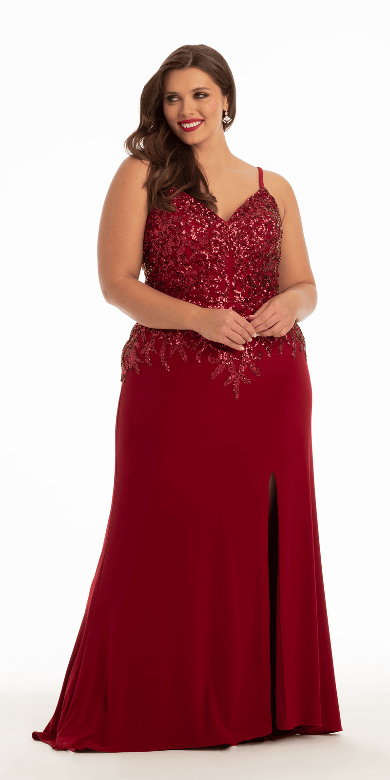 Jersey Tonal Sequin Dress with Side Slit - Camille La Vie