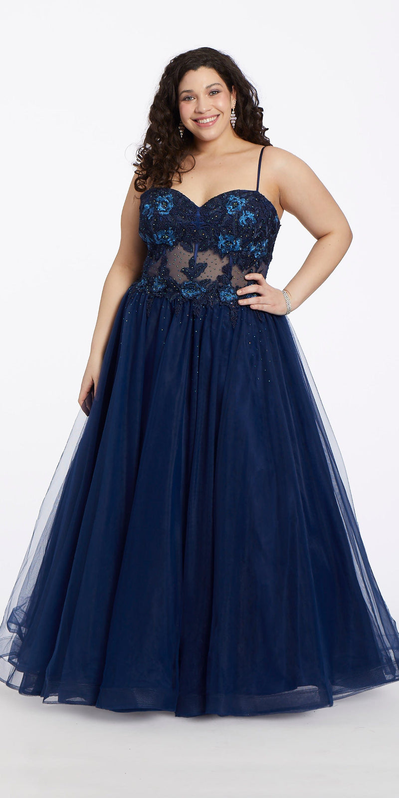 3D Flower Embroidered Corset Ballgown - Camille La Vie