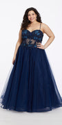 3D Flower Embroidered Corset Ballgown - Camille La Vie