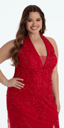 Embroidered Plunging Corset Mesh Halter Dress - Camille La Vie
