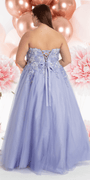 Camille La Vie Strapless Glitter Tulle Ballgown with 3D Detail