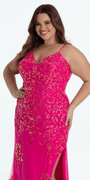 Embroidered Sequin Sweetheart Corset Column Dress with Side Slit - Camille La Vie