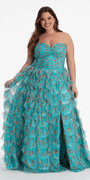 Sweetheart Ruched Print Mesh Tiered A Line Dress - Camille La Vie