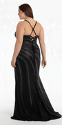 Shimmer Knit Criss Cross Sweetheart Column Dress with Heat Set Stones - Camille La Vie