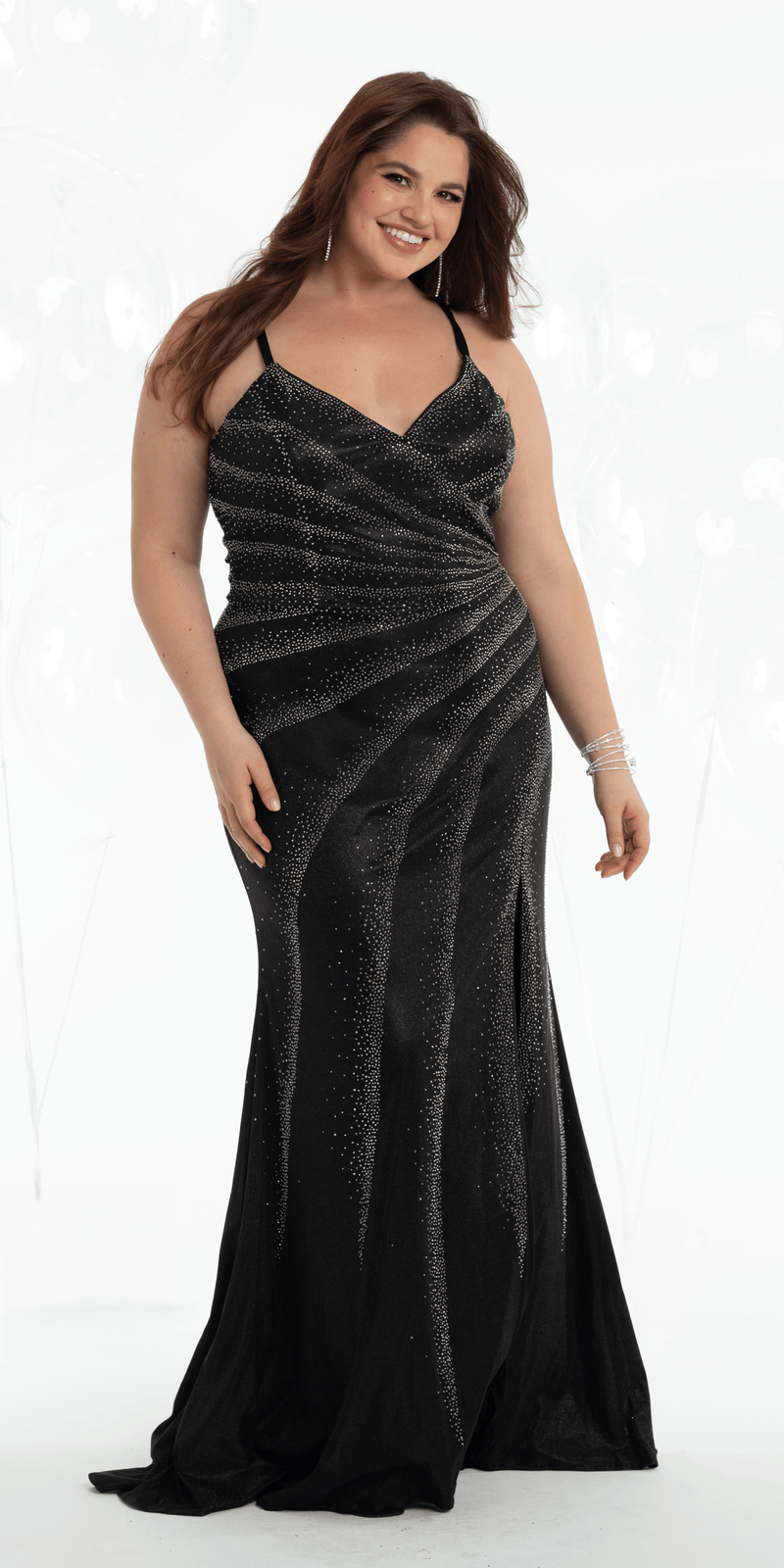 Shimmer Knit Criss Cross Sweetheart Column Dress with Heat Set Stones - Camille La Vie