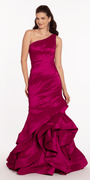 One Shoulder Taffeta Tiered Hem Mermaid Dress - Camille La Vie