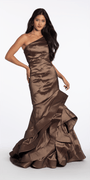 Camille La Vie One Shoulder Taffeta Tiered Hem Mermaid Dress
