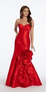 Stretch Taffeta Mermaid Dress with Ruffle Flower Hem - Camille La Vie
