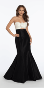 Peek-a-Boo Two Tone Taffeta Mermaid Dress - Camille La Vie