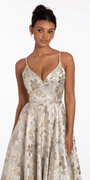 Sweetheart Floral Jacquard A Line Lace Up Back Dress - Camille La Vie