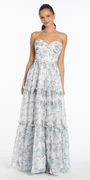 Sweetheart Chiffon Floral Print Corset Boho A Line Dress - Camille La Vie