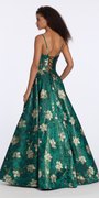 Camille La Vie Floral Jacquard Plunge A Line Dress with Pockets