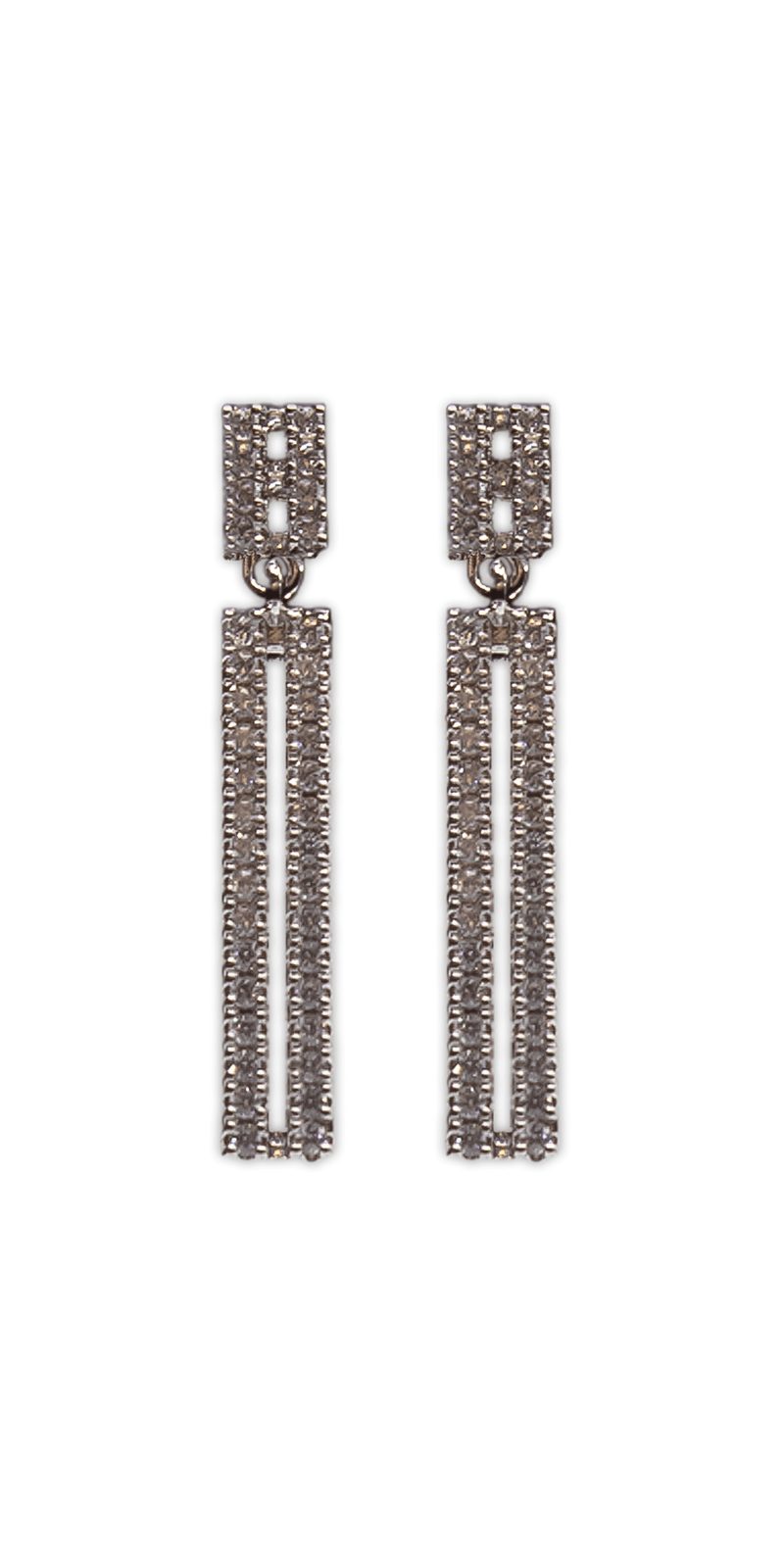 silver/one size/Camille La Vie/Linear Drop Cubic Zirconia Earrings /front