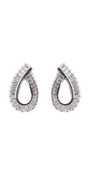 silver/one size/ Camille La Vie/Channel Set Oval Ribbon Earrings/front