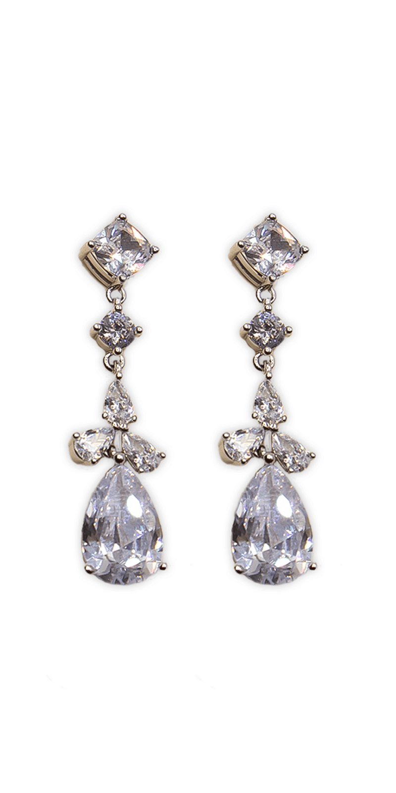 silver/one size/ Camille La Vie/Cubic Zirconia Drop Earrings/front