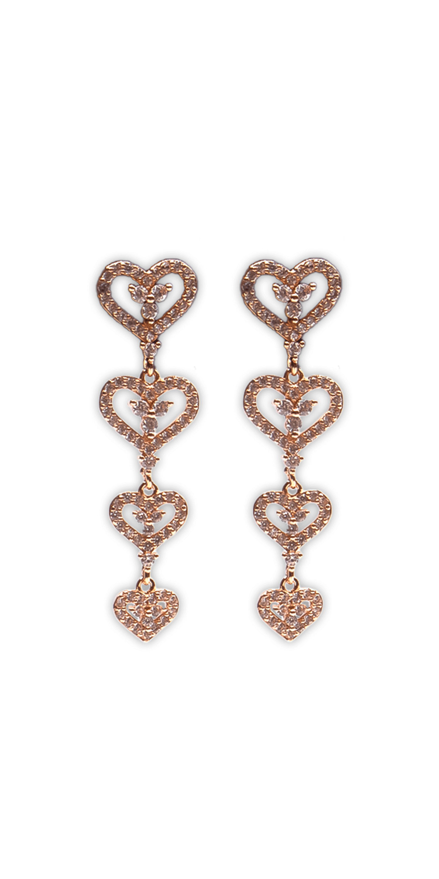 gold/one size/Camille La Vie/Open Heart Drop Cubic Zirconia Earrings /front