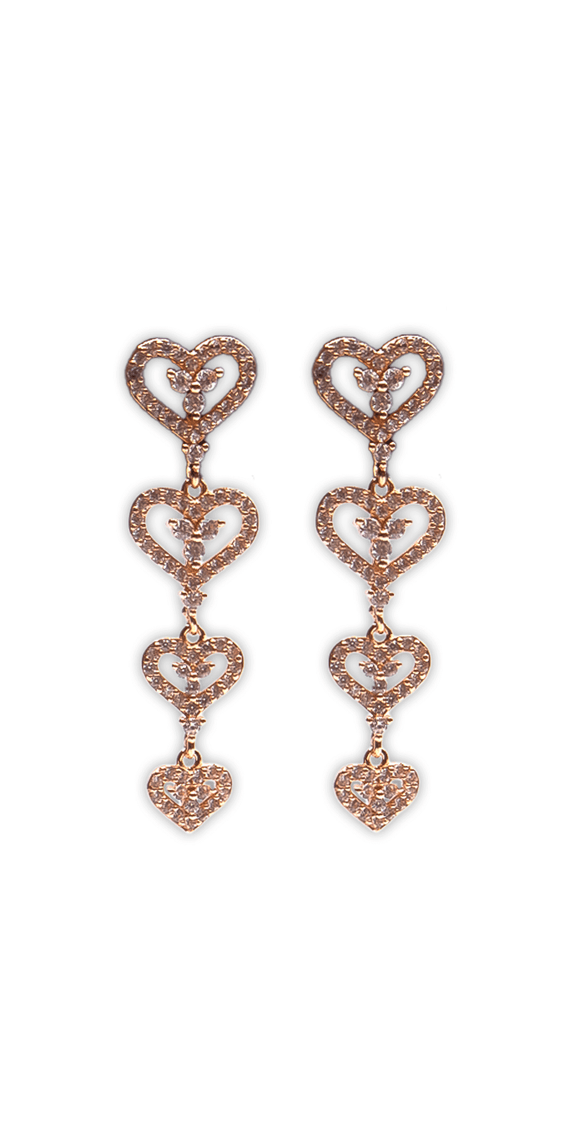 gold/one size/Camille La Vie/Open Heart Drop Cubic Zirconia Earrings /front