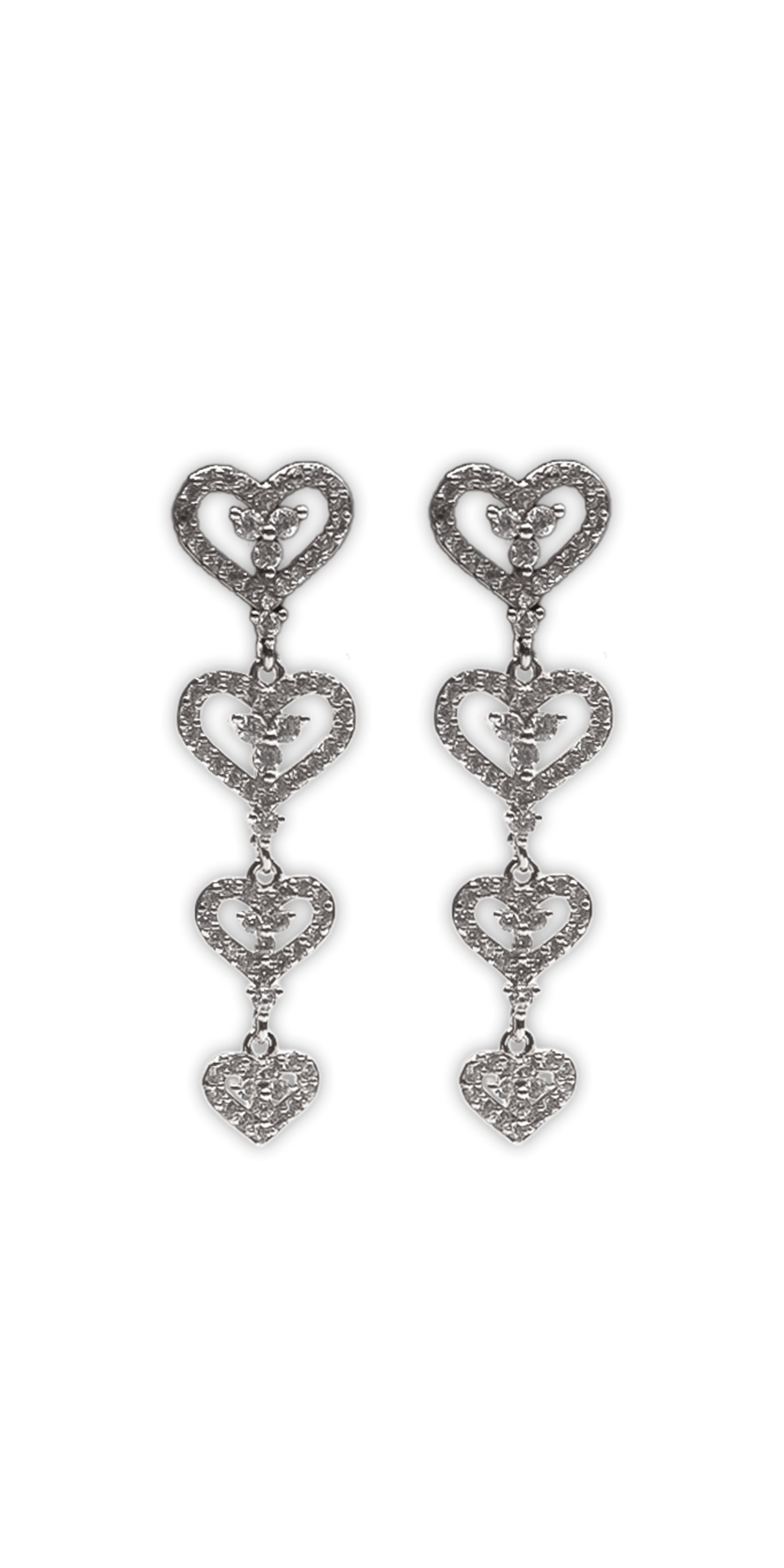 silver/one size/Camille La Vie/Open Heart Drop Cubic Zirconia Earrings /front