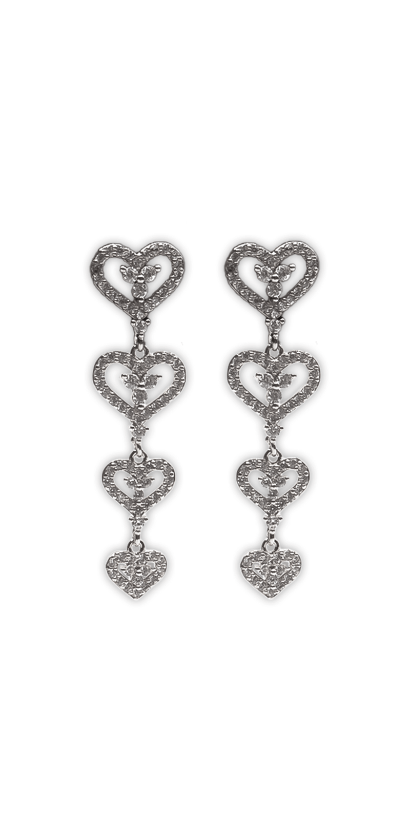 silver/one size/Camille La Vie/Open Heart Drop Cubic Zirconia Earrings /front
