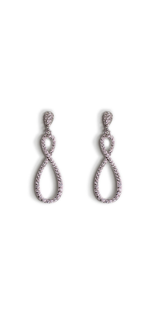 silver/one size/Camille La Vie/Infinity Pave Drop Earrings /front