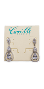 silver/one size/ Camille La Vie/Tear Drop Halo Cubic Zirconia Earrings /side alt