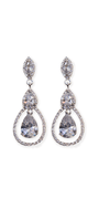 silver/one size/ Camille La Vie/Tear Drop Halo Cubic Zirconia Earrings /front
