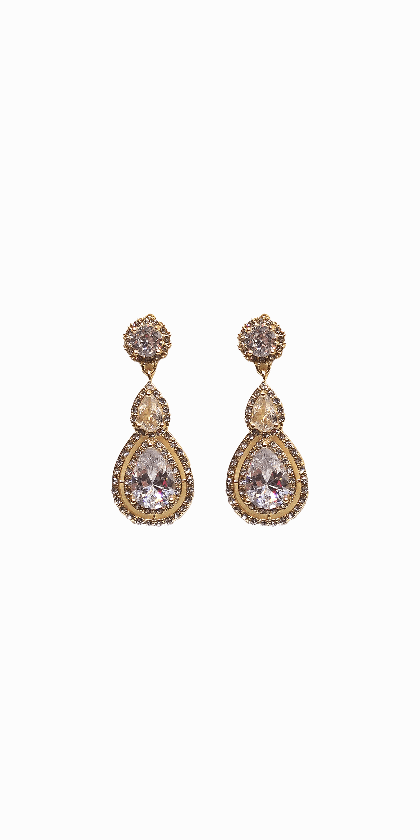 gold/ one size/Camille La Vie/Double Teardrop Halo Earrings /front