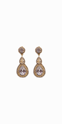 gold/ one size/Camille La Vie/Double Teardrop Halo Earrings /front