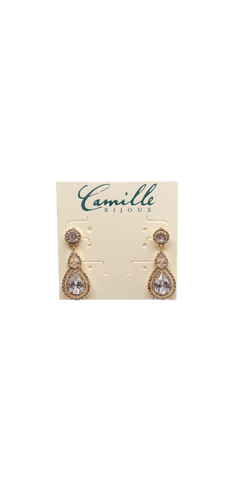 gold/ one size/Camille La Vie/Double Teardrop Halo Earrings /front alt 2