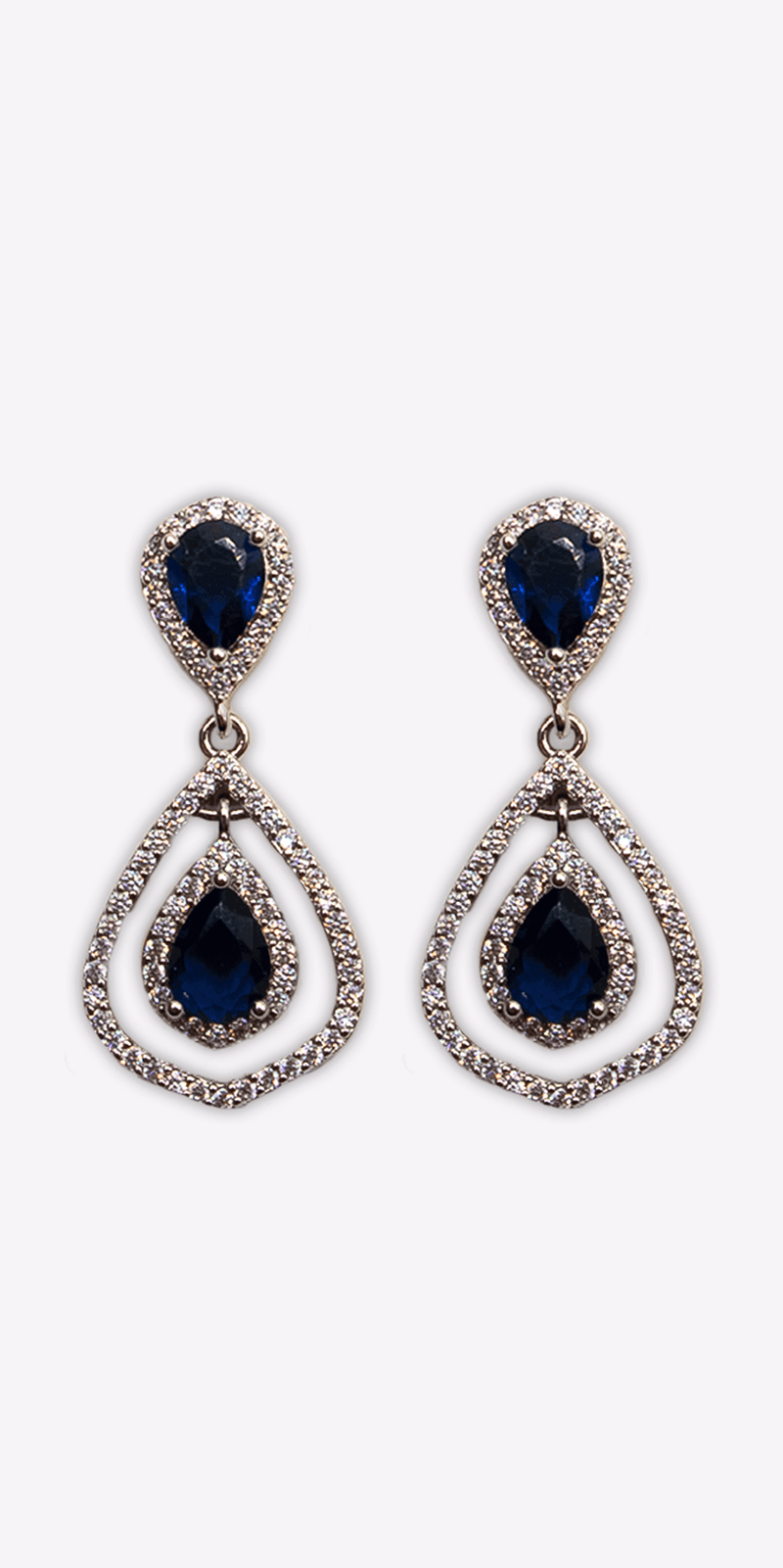 silver/one size/ Camille La Vie/Double Teardrop Cubic Zirconia Earrings /front