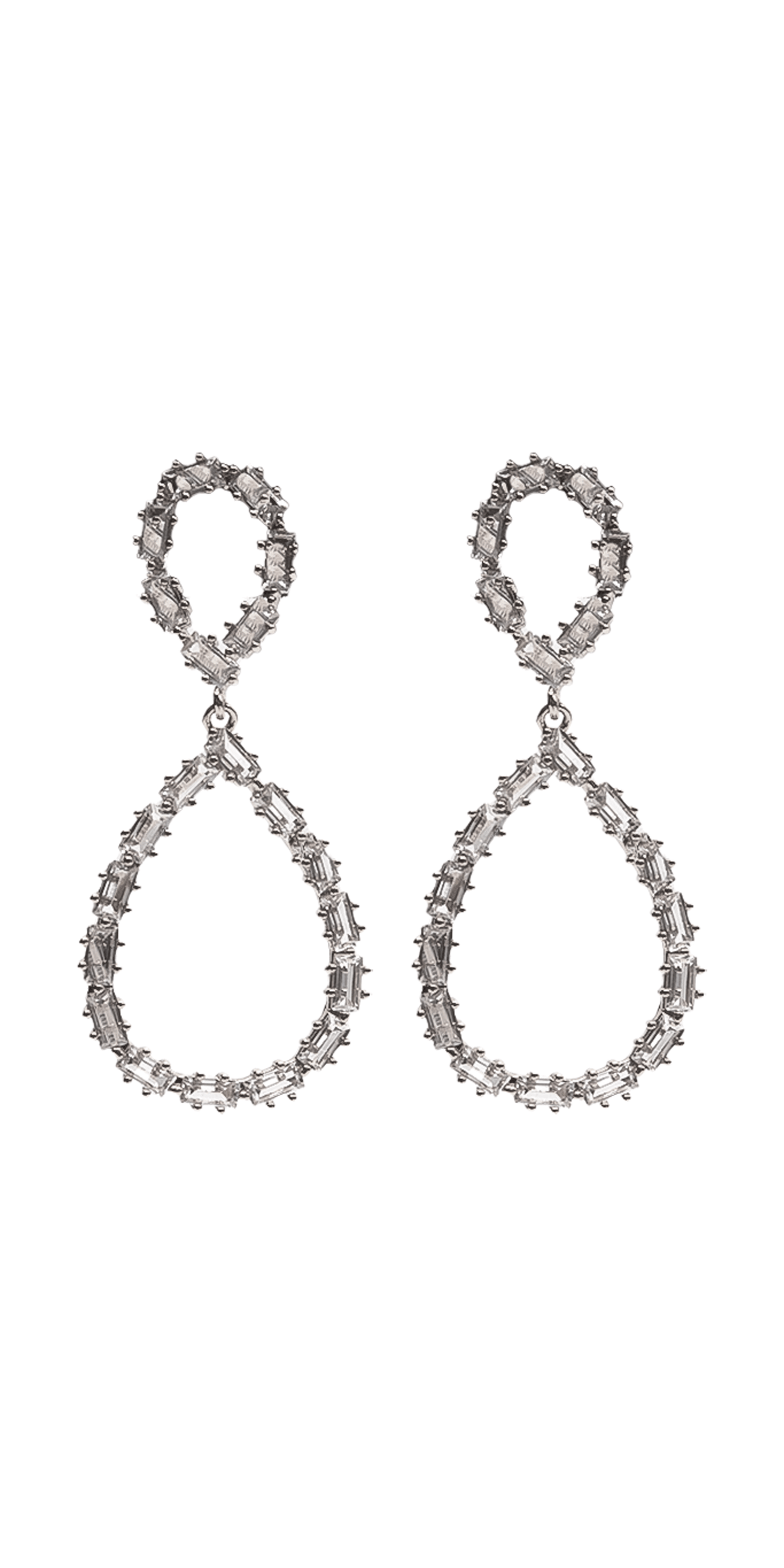  silver/one size/ Camille La Vie/Open Teardrop Cubic Zirconia Earrings /front