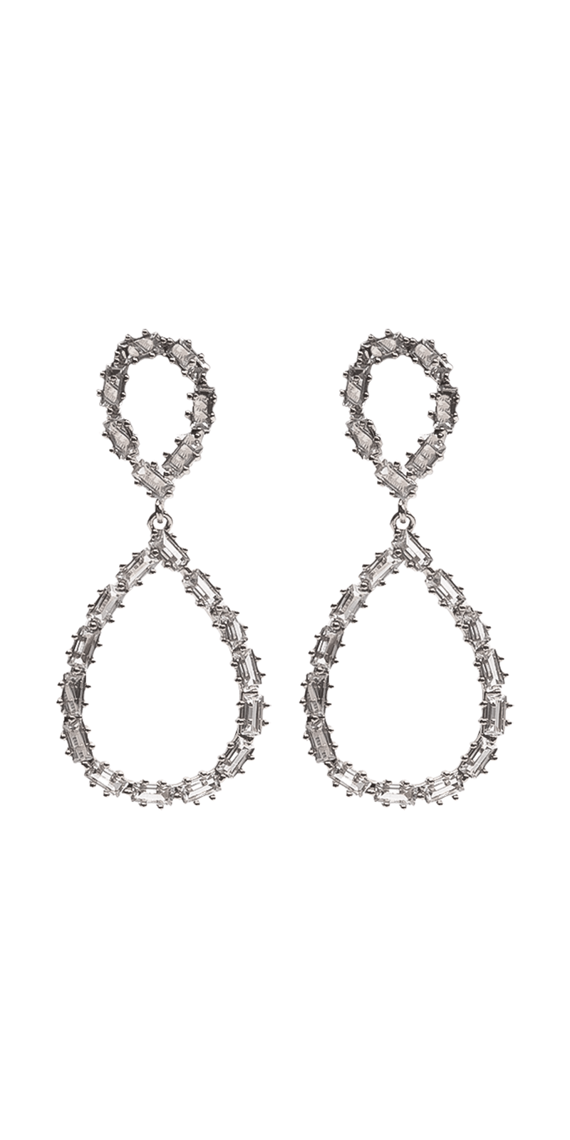  silver/one size/ Camille La Vie/Open Teardrop Cubic Zirconia Earrings /front