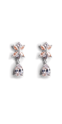 Rhinestone Teardrop Earrings with Leaf Detail - Camille La Vie