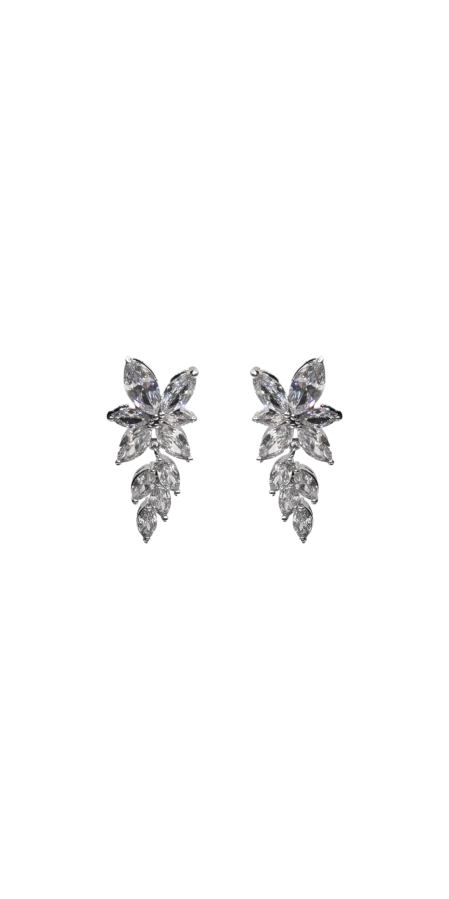 silver/one silver/Camille La Vie/Cluster Stone Drop Cubic Zirconia Earrings /front 