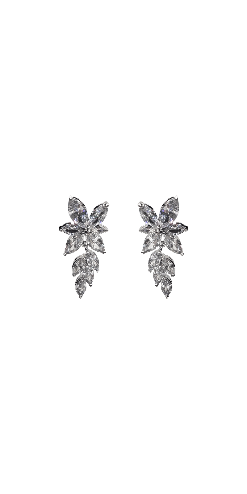 silver/one silver/Camille La Vie/Cluster Stone Drop Cubic Zirconia Earrings /front 