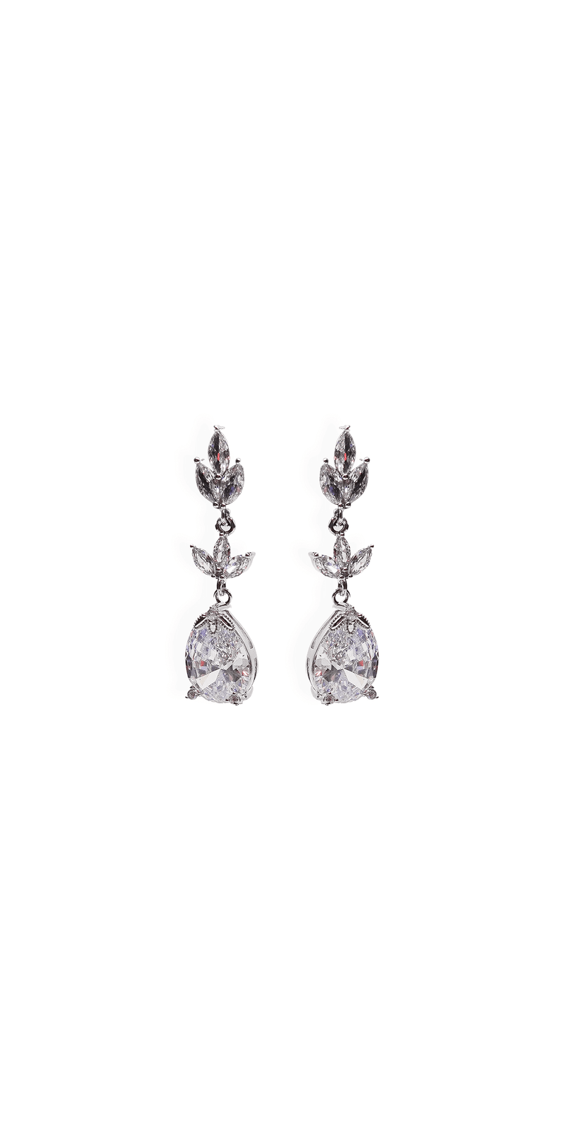  silver/one size/ Camille La Vie/Mini Triple Leaf Teardrop Earrings/front