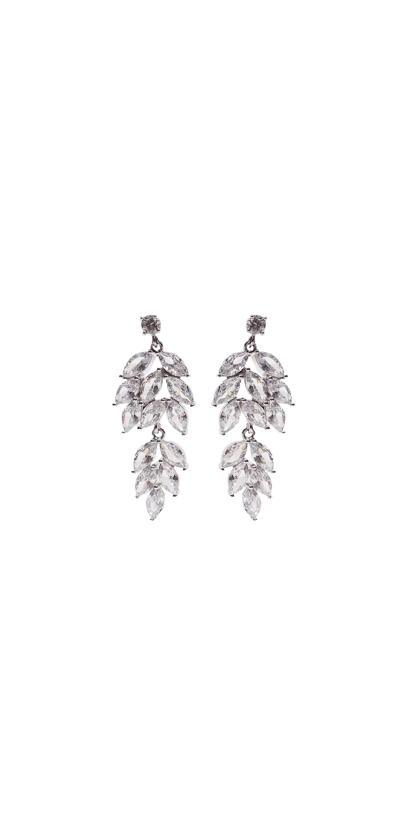 silver/ one size/ Camille La Vie/Double Cluster Rhinestone Teardrop Earrings /front