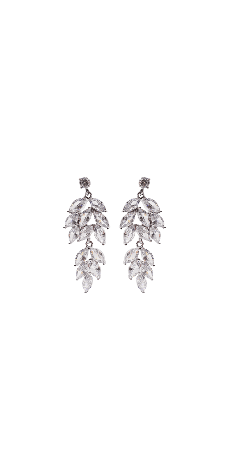 silver/ one size/ Camille La Vie/Double Cluster Rhinestone Teardrop Earrings /front