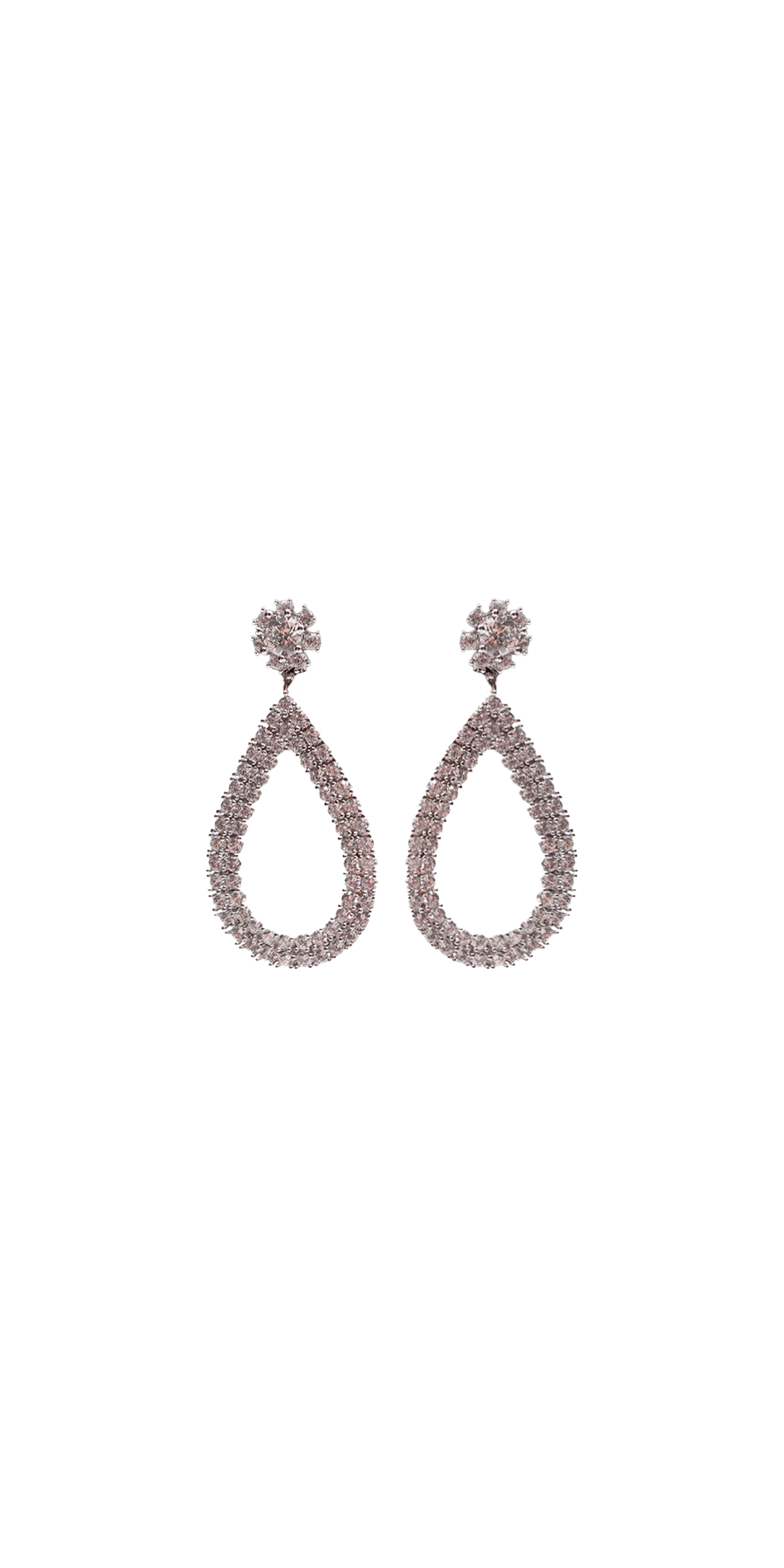 silver/one size/Camille La Vie/Halo Stone Open Drop Earrings /front