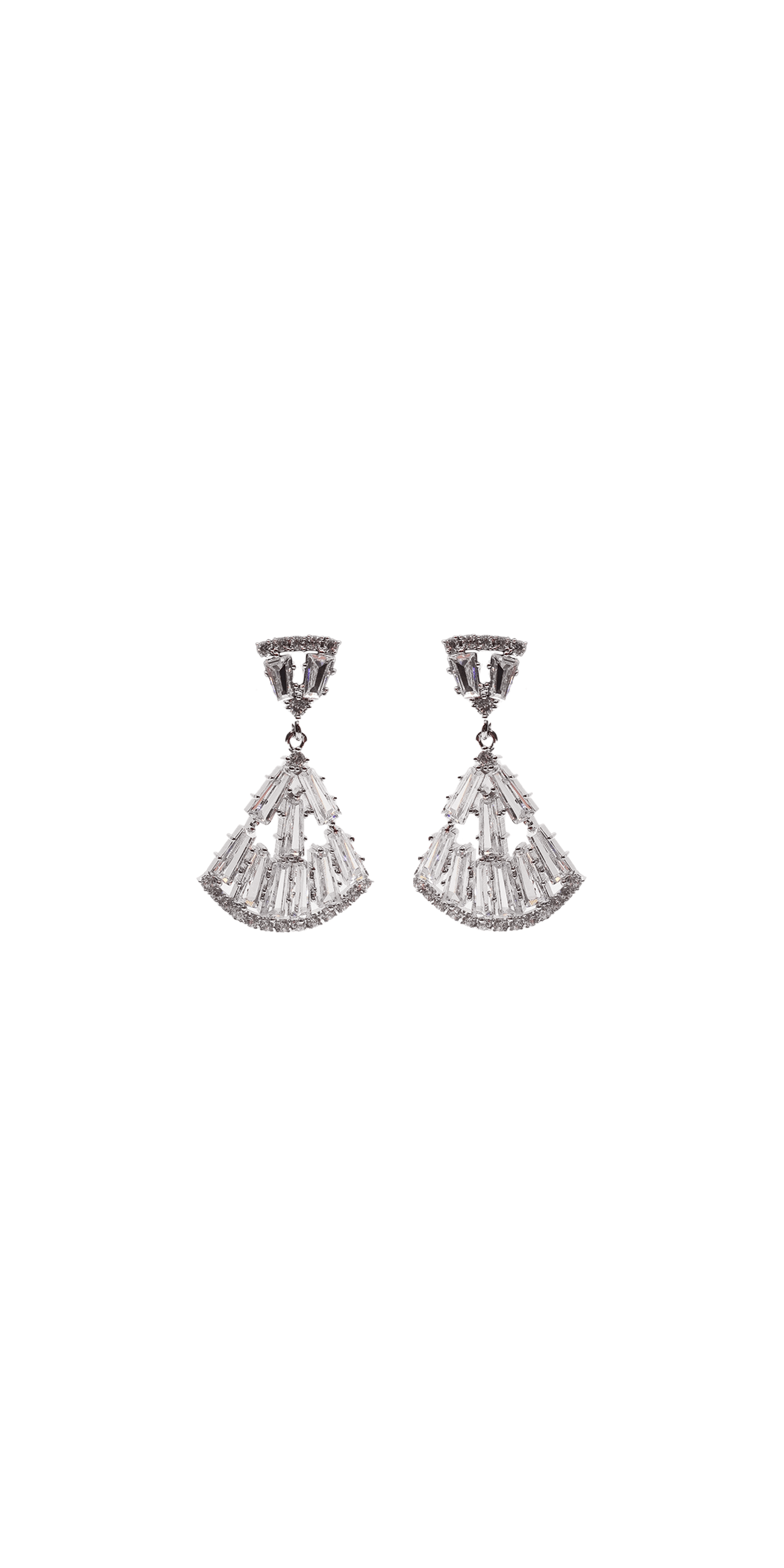  silver/one size/Camille La Vie/Baguette Cubic Zirconia Fan Earrings /front