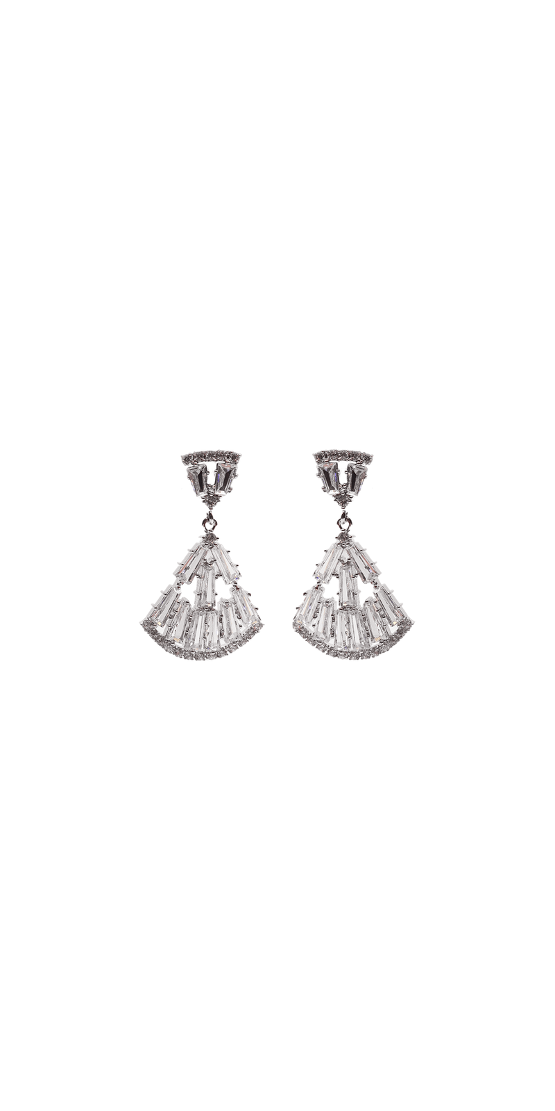  silver/one size/Camille La Vie/Baguette Cubic Zirconia Fan Earrings /front