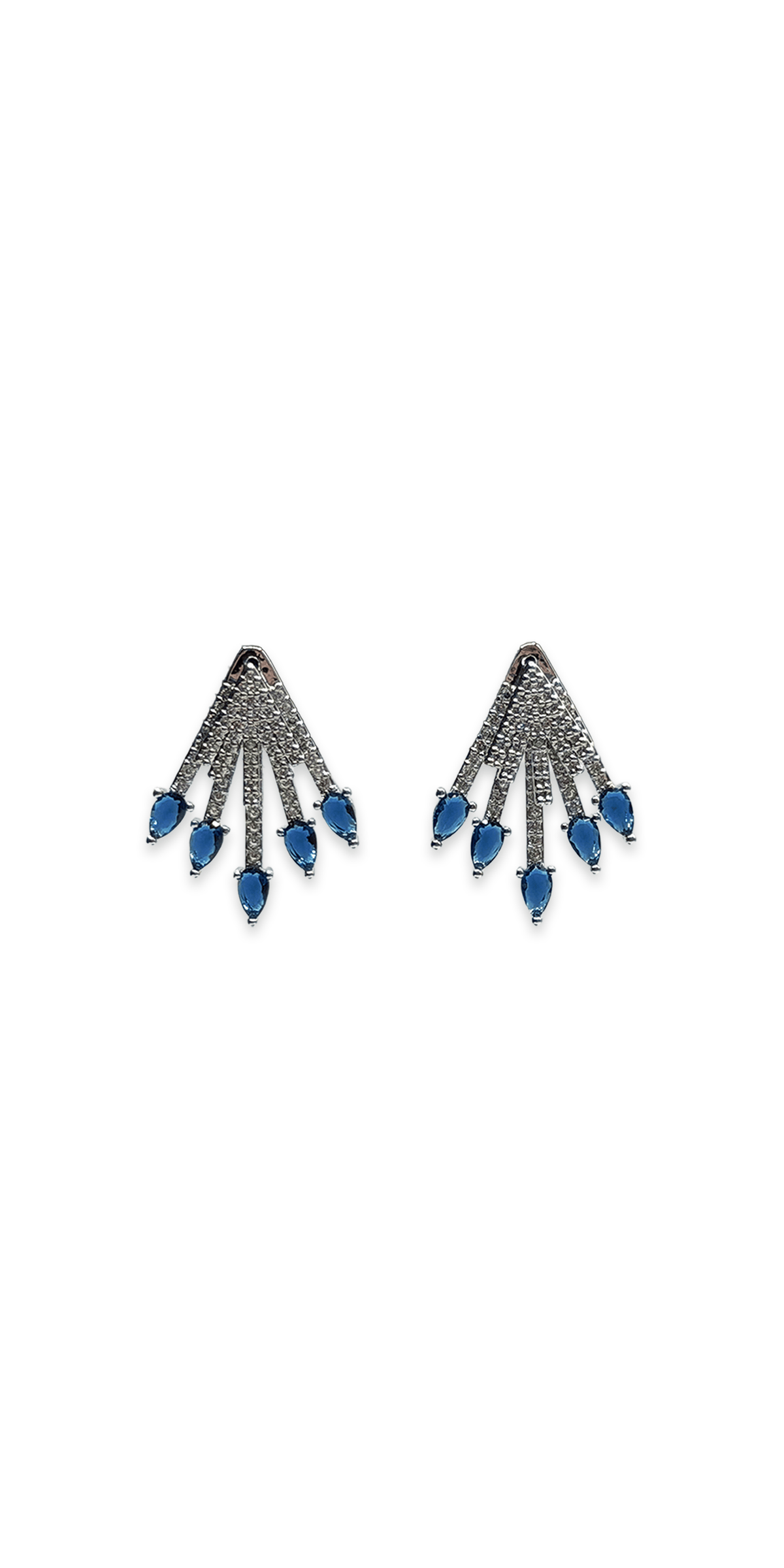 silver/no size/Camille La Vie/5 Point Stone Drop Earrings/front