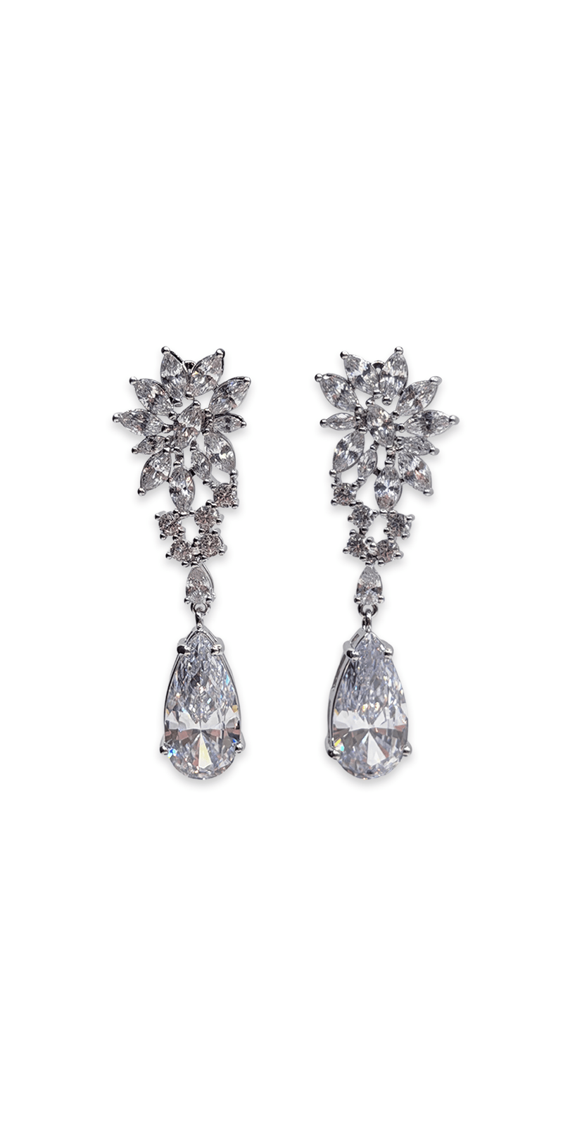 Camille La Vie Flower Rhinestone Earring with Tear Drop one-size / silver