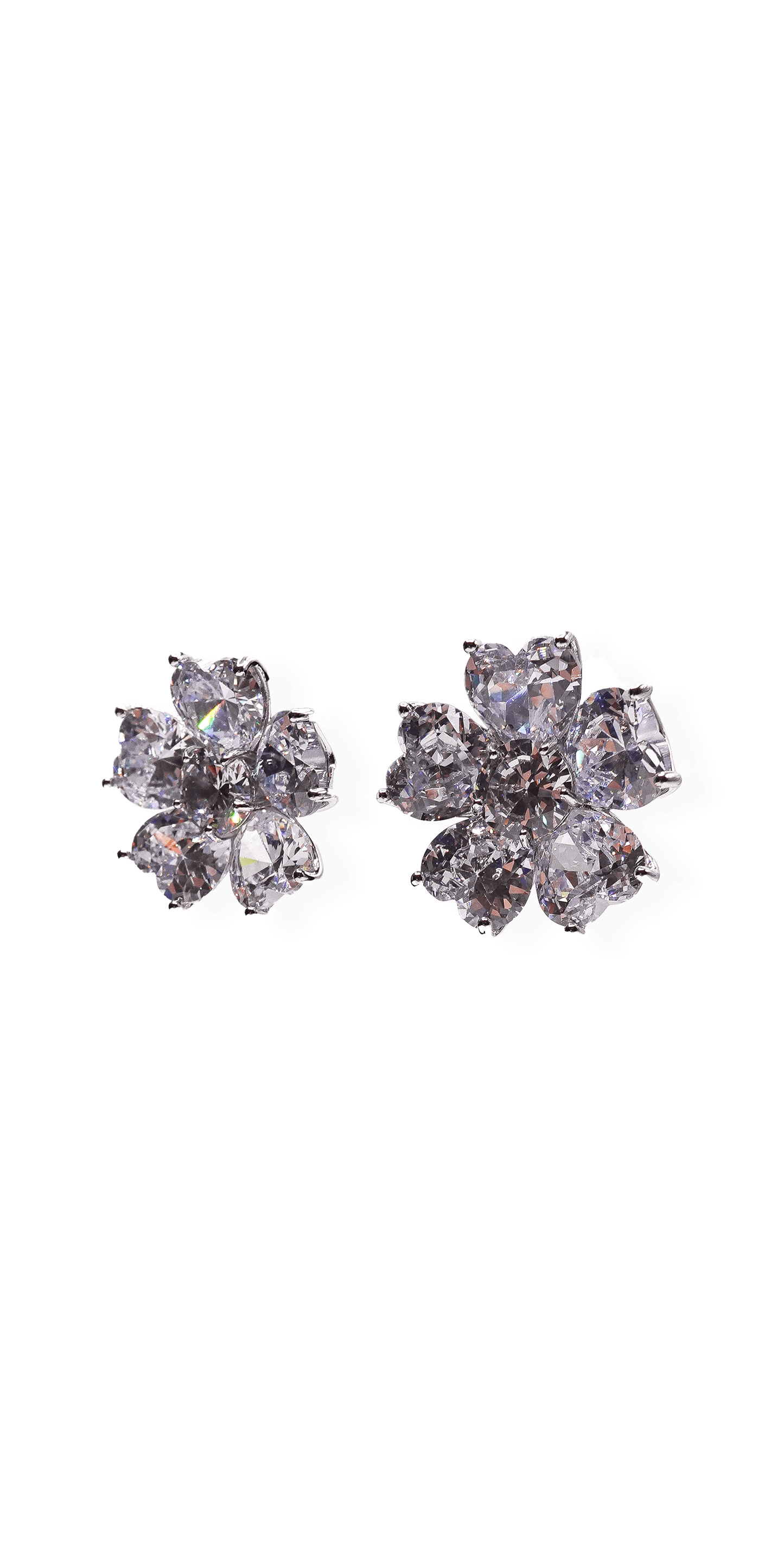 silver/one size/Camille La Vie/Heart Stone Floral Earrings /side