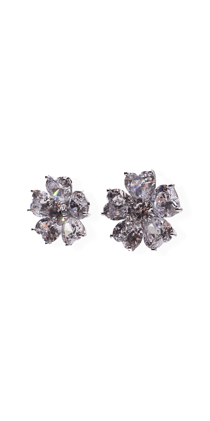 silver/one size/Camille La Vie/Heart Stone Floral Earrings /side