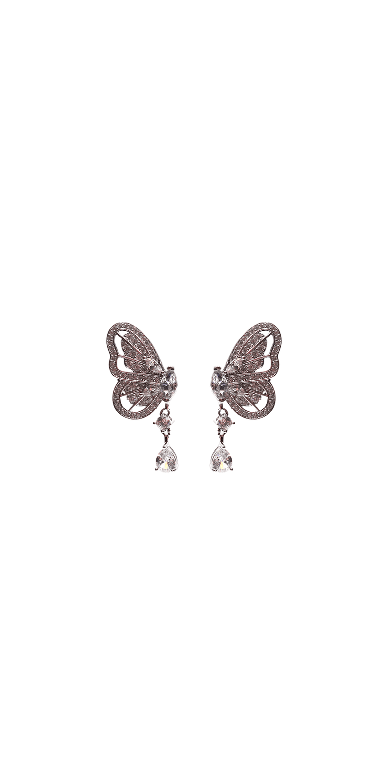 Cubic Zirconia Butterfly Drop Earrings - Camille La Vie