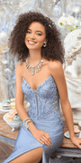 slate/size/4/missy/ Camille La Vie/Strapless Embroidered Plunge Corset Trumpet Dress with Heat Set Stones/close up alt