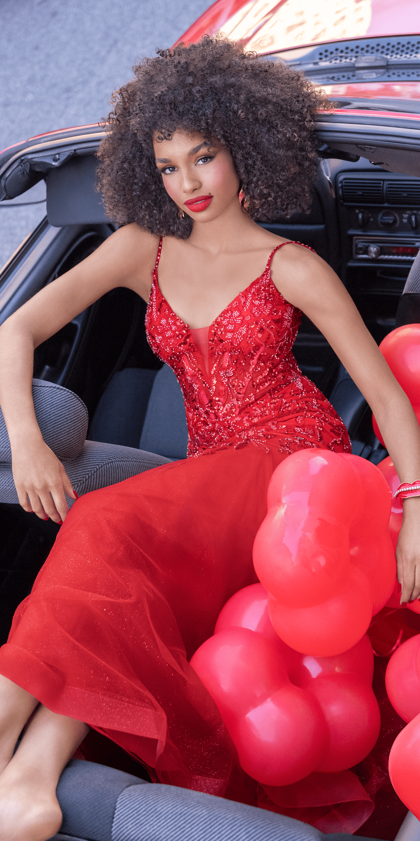 Beaded Embellished Plunging Glitter Mermaid Dress with Mesh Godets - Camille La Vie