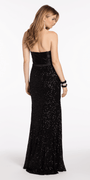 Strapless Stretch Satin Sequin Column Dress - Camille La Vie