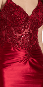 Sequin Sweetheart Satin Lace Up Back Bodycon Dress - Camille La Vie